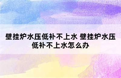 壁挂炉水压低补不上水 壁挂炉水压低补不上水怎么办